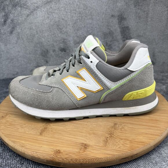New Balance 574 Shoes Womens Size 9 Gray Yellow Suede Mesh ENCAP Casual WL574CM2 - Picture 3 of 9